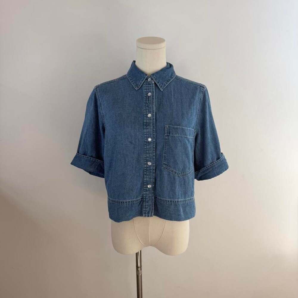 Veronica Beard Spruce Denim Button-Down Shirt | Women’s Size 4